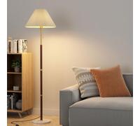 Nordic Pleated Fabric Floor Lamp - Eye-Care Reading Tall Lamp with Marble Base & Dual Switch