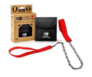 Nordic Pocket Saw for Camping - 65 cm Pocket Chainsaw with 33 Bi-Directional Teeth - Handy Backpacking Saw with Extra Large Nylon Handle Loops - Survival Chainsaw for Clearing Trails