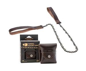Nordic Pocket Saw Survival Saw Chain - 65 cm Pocket Chainsaw - Organic Leather - Made in Sweden - Manual Chainsaw for Camping Hiking & Outdoor - Ver. Premium