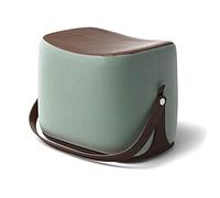 Nordic Portable Sofa Bench with Handle, Creative Leather Footstool, Easy-Clean Rest Stool, Modern Design Pedal Stool for Living Room, Brown Color