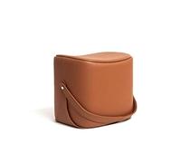 Nordic Portable Sofa Bench with Handle - Easy-to-Clean Leather Footstool, Creative Design Rest Stool, Versatile Pedal for Living Room, Bedroom, and Office (Brown)