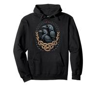 Nordic Raven Huginn & Muninn Norse Celtic Retro Mystical Pullover Hoodie