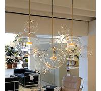 Nordic Restaurant Bubble Ball LED Bubble Glass Chandelier Bar Window Gallery Living Room Light Creative Glass Magic Bean Molecular Chandelier (3 Lights 15 Balls (Long Plate))