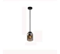 Nordic Retro Glass Pendant Light, Cylindl Lamp Body + Cognac/smoky Gray Lampshade, E27 Lighting Fixture, Bedroom Bedside Vitreous Hanging Lamps for Dining Room
