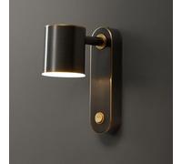 Nordic Rotatable Wall Sconce Study Reading Lamp with Push Button Switch Brass Wall Mounted Lights for Office Bedroom 7W Lighting Fixture for Bedside Reading