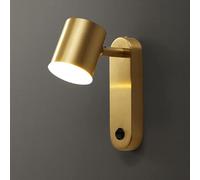 Nordic Rotatable Wall Sconce Study Reading Lamp with Push Button Switch Brass Wall Mounted Lights for Office Bedroom 7W Lighting Fixture for Bedside Reading