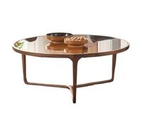 Nordic Round Coffee Table - 108cm Simple Wooden & Glass Living Room Furniture, Chic Sofa Side Table, Modern Tea Desk for Home Decor & Stylish Interiors