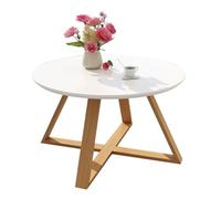 Nordic Round Wooden Coffee Table Modern Accent End Table for Living Room Space Saving Center Table Rustic Farmhouse Furniture Small Apartment Essential (White 60x45cm)
