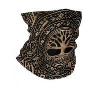 Nordic Runes Tree of Life Printed Tube Bandana - Viking Celtic Knot Yggdrasil Graphics Neck Gaiter for Women Men - Summer Vintage Outdoor Sports Bicycle Cycling Mask Brown
