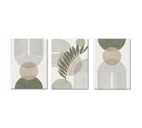 Nordic Sage Green Botanical Posters Prints Pictures Abstract Boho Geometric Wall Arts Canvas Painting For Living Room Home Decor(75x110cmx3/Without frame)