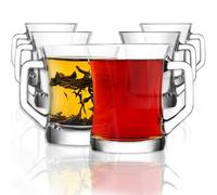NORDIC SCHILLER LAV Premium Glass Coffee Mugs Set of 6 225ml 100% Lead Free Coffee Glasses with Handles, Tea Glass Cups Clear, Drinking Mugs, Mulled Wine Glasses with Handles