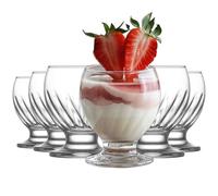 NORDIC SCHILLER Luxury Footed Glass Ice Cream Bowls Set of 6, 215ml 100% Lead Free Footed Glass Dessert Bowls, Dessert Glasses, Sundae Dishes, Parfait Glasses, Dessert Cups