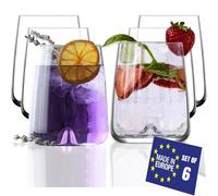 NORDIC SCHILLER Modern Drinking Tumbler Glasses Set of 6, 475ml Lead Free Dishwasher Safe Stemless Wine Glasses, Water Glasses, Cocktail Glass, Dessert Glass, Ideal for Juice, Wine, Water, Soft Drink