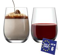 NORDIC SCHILLER Modern Glass Tumblers Set of 6, 475ml LEAD FREE Dishwasher Safe Stemless Wine Glasses, Drinking Glasses, Dessert Glass, Cocktail Glasses, Ideal for Cocktail, Water, Juice, Wine, Coffee