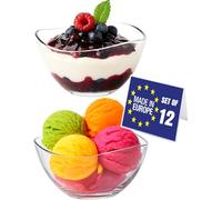 NORDIC SCHILLER Modern Small Glass Dessert Bowls Set 12, 215 ml, 100% Lead Free Dishwasher Safe Stackable Pudding Bowls, Glass Salad Bowls, Snack & Sauce Dishes, Dessert Dishes