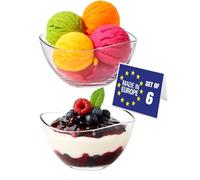 NORDIC SCHILLER Modern Small Glass Dessert Bowls Set 6, 215 ml, 100% Lead Free Dishwasher Safe Stackable Pudding Bowls, Glass Salad Bowls, Snack & Sauce Dishes, Dessert Dishes