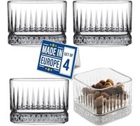 NORDIC SCHILLER Premium Decorative Square Glass Dessert Bowls, Set of 4, 235ml 100% LEAD FREE Glass Pudding and Parfait Fruit Serving Bowl, Trifle Dessert Dish, Snack Dish, Ice Cream Cups Dessert Cups