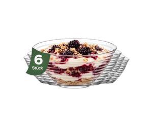 Nordic Schiller Stylish Stackable Glass Dessert Bowls Set of 6, 300ml, 100% Glass Ice Cream Bowls, Salad Bowl, Side Bowls, Dessert Cups, Glas Prep, Sauce & Snack Bowl, Dessert Dishes