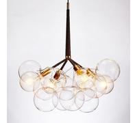 Nordic Schoolhouse Clear Glass Bubble Chandelier Lighting Dining Room Mid Century Modern Pendant Light Cluster Globe Ball LED Hanging Ceiling Lamp for Living Room Bedroom(Gold-black,4 Lights 12 Balls)