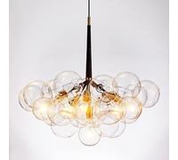 Nordic Schoolhouse Clear Glass Bubble Chandelier Lighting Dining Room Mid Century Modern Pendant Light Cluster Globe Ball LED Hanging Ceiling Lamp for Living Room Bedroom(Gold-black,6 Lights 20 Balls)