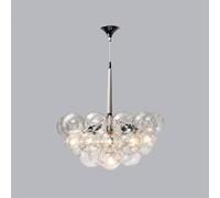 Nordic Schoolhouse Clear Glass Bubble Chandelier Lighting Dining Room Mid Century Modern Pendant Light Cluster Globe Ball LED Hanging Ceiling Lamp for Living Room Bedroom(Silver-white,6 Lights 20 Ball