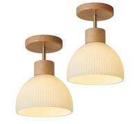 Nordic Semi Flush Mount Ceiling Lamp, Artistic Lighting Fixture for Living Room & Bedroom, Available in 1 Pack or 2 Packs, Stylish Modern Home Decor (One Color 2 Pack)