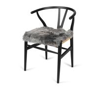 Nordic Sheep Sheepskin Seat Pads 40x40 cm | New Zealand Long-Hair Fluffy Pillow & Fluffy Cushion | Ideal as Sheepskin Seat Pads for Chair, Sofa or Bed | Color: Steel