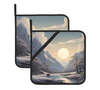 Nordic Silence Prints Square Heat-Proof Pot Holders (Set of Two) 8x8 in : Quality Fabrics, Anti-Scalding and Easy to Clean