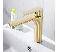 Nordic Simple Faucets Light Luxury Brushed Gold Copper Water-tap Hot and Cold Water Wash Basin Faucet Brass Single Hole Under Counter Basin Faucet Vessel Faucet