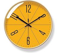 Nordic Simple Wall Clocks Creative Personality Modern Clock Wall Mute Home Bedroom Restaurant Living Room Decoration Clock Yellow,10 inch
