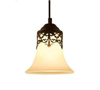 Nordic Simplicity Iron Restaurant Pendant Lamp Chandelier American Country Retro Loft Cafe Bar Bedroom Single Head Frosted Glass Applique Ceiling Pendant Light Dining Room Suspension Light E27
