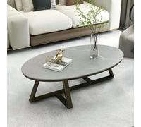 Faux Marble and Stone Coffee Table Cross Legs Cocktail Table Nordic Slate Oval Coffee Table Living Room Home Marble Coffee Table Grey Table Top Black Table Base 47" L x 24" W x 18" H
