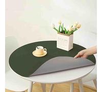 Nordic Sle Round EcoLeather Tablecloth & Placemat Set 120cm Diameter 2mm Thick PVC Table Cover & Slish Dining Table Decor for Modern Homes