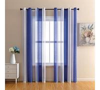 Nordic Sle Semi-Transparent Window 2 Pack Eyelet Drapes for Bedroom & Kitchen Royal Blue Voile 140x260cm - Modern Home Decor Light Filtering Design