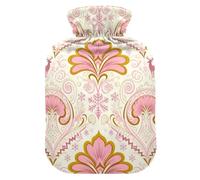 Nordic Snowflake Style Rose Gold Paisley Flower Water Bottle for hot Water with Soft Cover, 2L Water Bottle Bag for Pain Relief, Period Cramps, Bolsa para agua Caliente