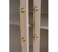 Nordic Solid Brass Brushed Round Knob Kitchen Cabinet Handle Gold Wardrobe Long Handle Furniture Hardware(Hole spacing-160mm)