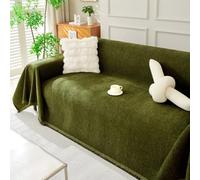 Nordic Solid-Colour Chenille Sofa Throw Slip-Resistant & Cat-Scratch-Proof Sofa Cover Couch Protector Loveseat L Shaped Covers with Tassel,Suitable for All Seasons(Size:180x230cm,Color:Avocado green)