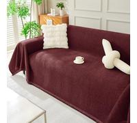 Nordic Solid-Colour Chenille Sofa Throw Slip-Resistant & Cat-Scratch-Proof Sofa Cover Couch Protector Loveseat L Shaped Covers with Tassel,Suitable for All Seasons(Size:180x340cm,Color:Burgundy)