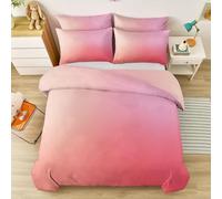 Nordic Solid Colour Duvet Cover Set King 220 x 240 cm, 3Pcs Gradient Peach Pink Bedding Breathable Non Iron Reversible Quilt Cover with Zipper Closure and 2 Pillow Cases 50 x 75 cm Easy Care