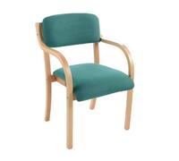 Nordic Solid Wood Dining Chair - Stackable Upholstered Armchair for Living Room Kitchen Office & Lounge - Modern Side Chair for Visitors & Reception - Stylish Space-Saving Design