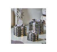 Nordic Spirit LightUp Snowy Gift Box Indoor Use Only Battery Operated
