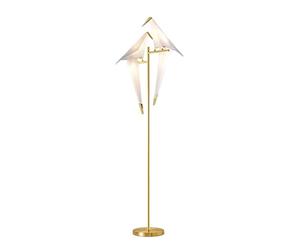 Nordic Standing Floor Lamp - Creative Bird Design with Acrylic Lampe - Modern LED Light for Living Room & Bedroom - Slish Paper C Accent Lighting (Color: Dou)