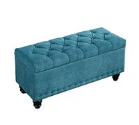 Nordic Storage Stool Entryway Ottoman Footstool with Solid Wood Legs Comfortable and Durable for Bedroom Sofa or Bed End Yellow 40 cm/15.7 in