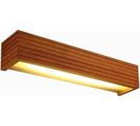 Nordic Striped Solid Wood Lamp Wooden Wall Lamp Japanese Style Wall Lighting Fixture Bedroom Bedside Bathroom Rectangular Mirror Headlights Home Lighting(55cm)