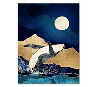 Nordic Style Abstract Wall Art Whale Sea Cloud Posters and Prints Animal Decoration Canvas Painting Pictures Interior Room Decor (Color : B, Size : 50x70cm No Frame)