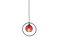 Nordic Style Aron Colored Bamboo Pendant Lighting, Creative Single-Head Hand-Woven Rattan Chaner, Blue 110V E27 Bulb Base Hanging Lamps, Japanese-Style Minimalist Lighting Device,White (Red)