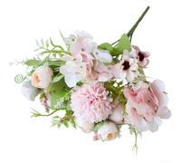 Nordic Style Artificial Silk Flower Bouquet With Hydrangea Peony Rose For Wedding Photography Props Home Decoration Elegant Floral Design Blue White Purple Pink Green 25cm 5 Pack(D)