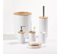 Nordic style bathroom six piece set, one stop shop with complete household bathroom supplies, dust-proof cover design suitable for modern minimalist bathrooms