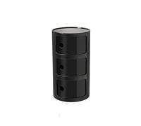 Nordic Style Bedside Cabinet with Drawers & Sliding Door Round Nightstand Storage Unit for Bedroom Modern Plastic Chest nizer (Black 32 * 58cm)