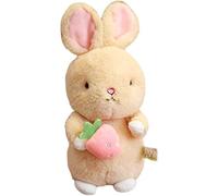 Nordic Style Bunny Plush Toy Stuffed Cartoon Doll - Soft Beige Rabbit Holding Pink Strawberry, Cute Animal Figure for Kids Room Decoration and Cuddling, Adorable Plush Companion, 25cm